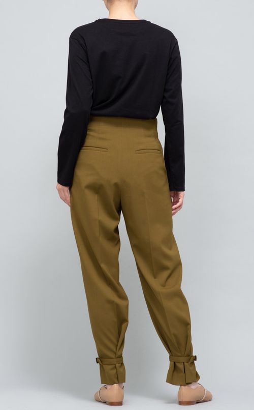 ウール混ストレッチ裾絞りパンツ