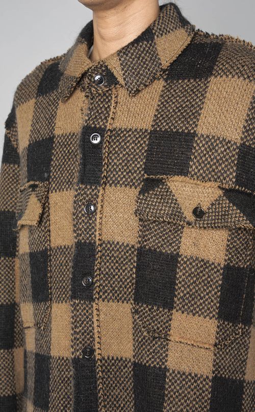 チェックニットシャツジャケット