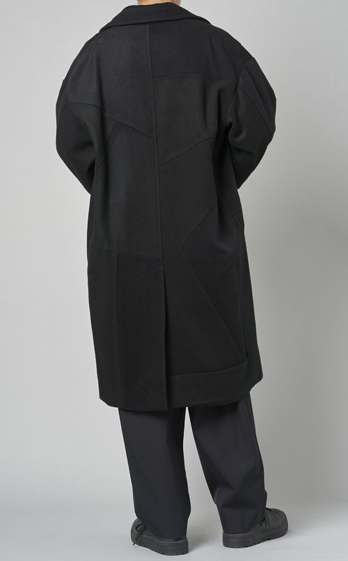 パネルパッチワークウールコート