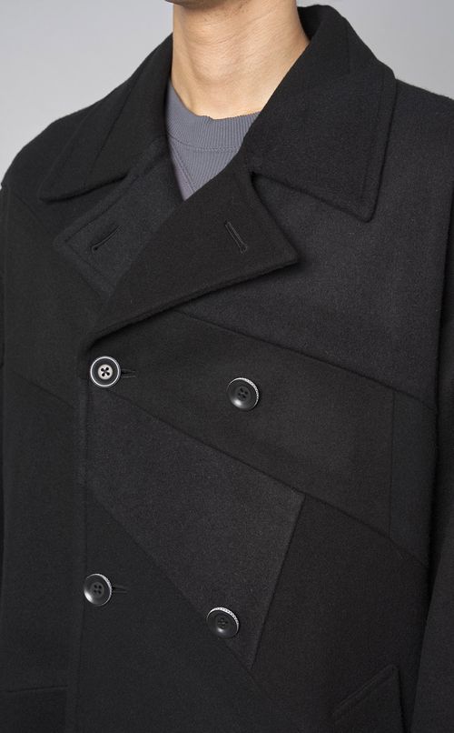 パネルパッチワークウールコート