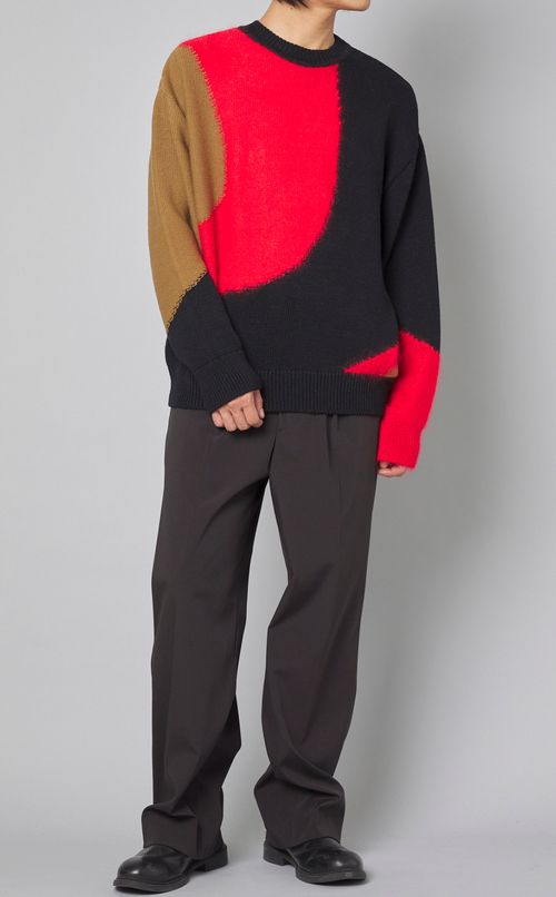 バイカラーニットプルオーバー