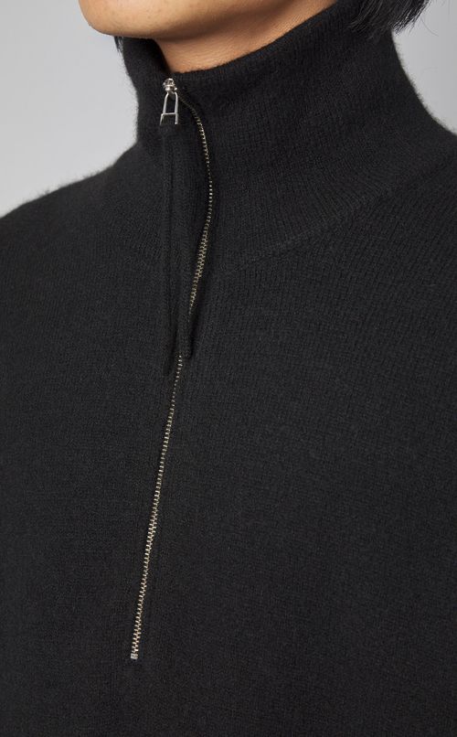 ヤクハーフジップタートルネックニット