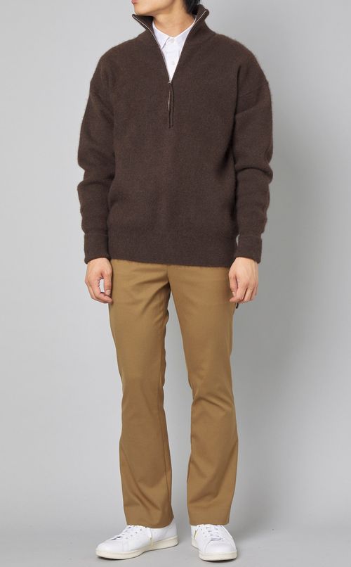 ヤクハーフジップタートルネックニット