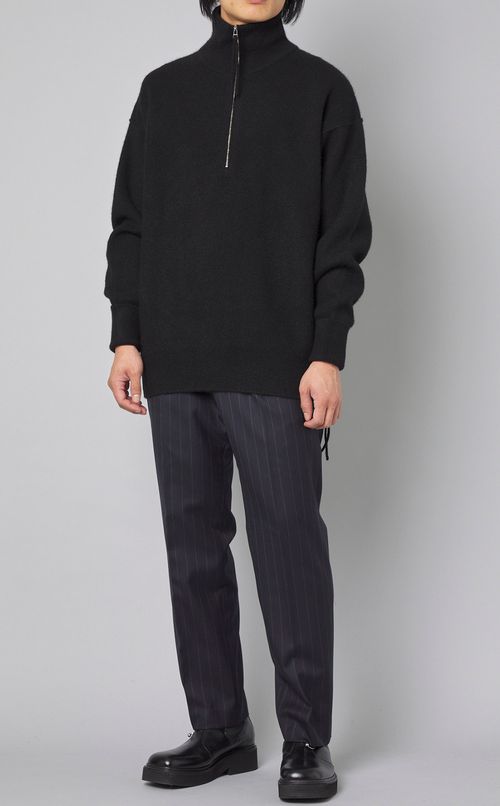 ヤクハーフジップタートルネックニット