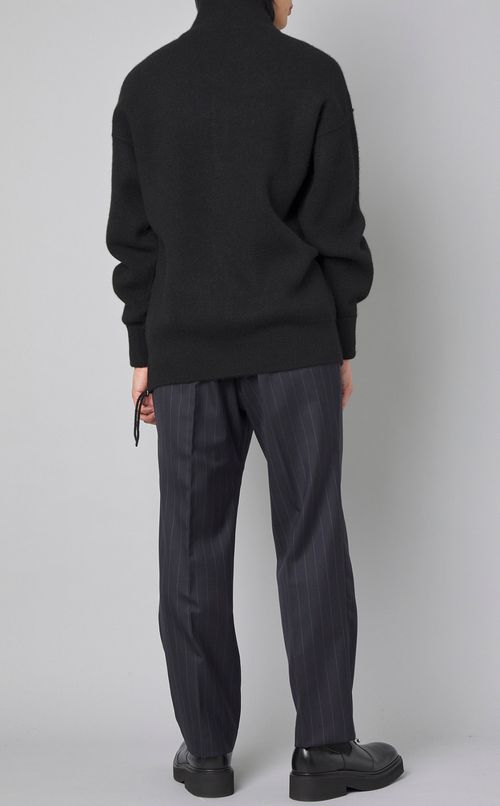 ヤクハーフジップタートルネックニット