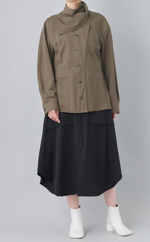 ドレープカラーロングスリーブシャツ