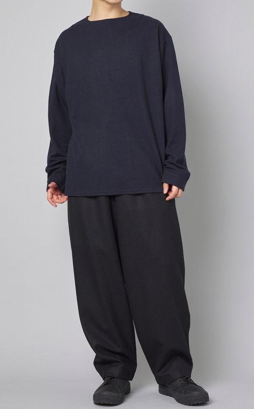 ボートネックウールジャージプルオーバー