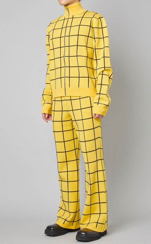 チェックヴィスコースニットフレアパンツ