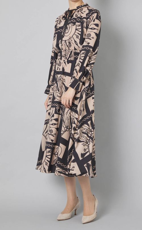 コントラストプリントワンピース