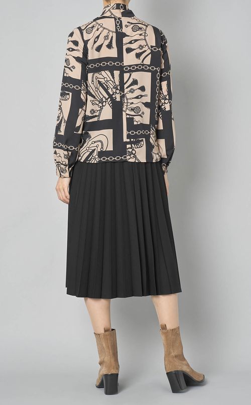 コントラストプリントブラウス