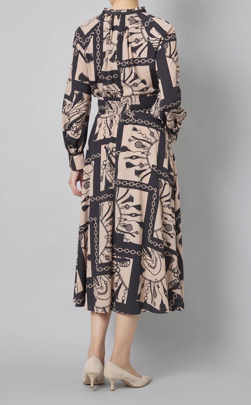 コントラストプリントワンピース