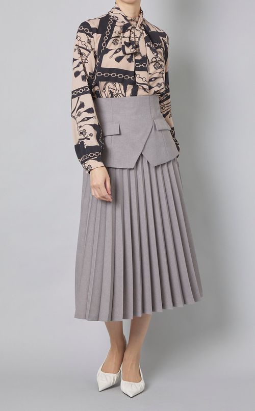 コントラストプリントブラウス