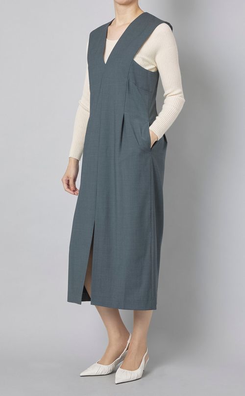 ウールトロVネックワンピース