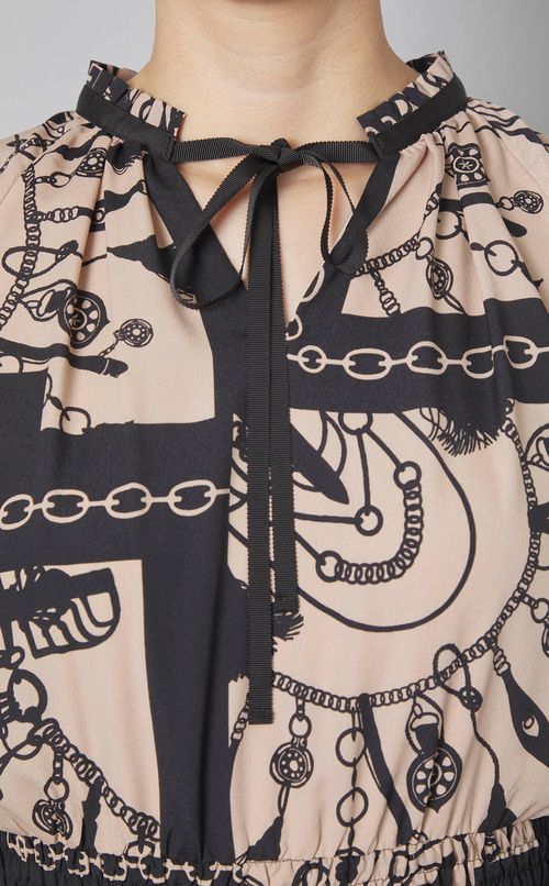 コントラストプリントワンピース