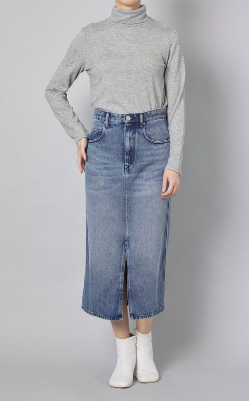 センタースリットロングデニムスカート