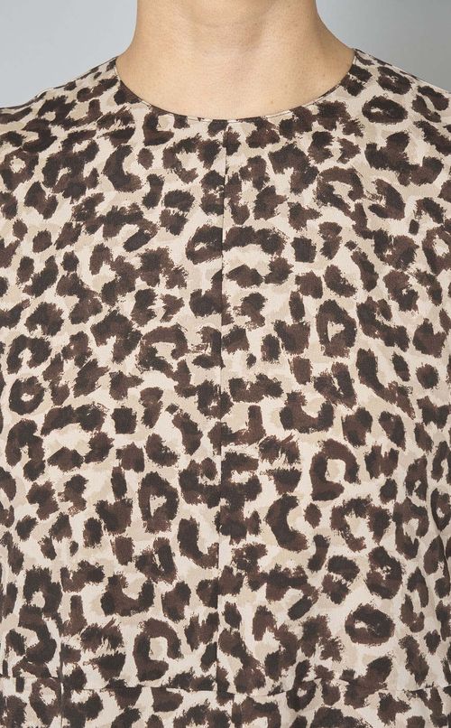 レオパードプリントギャザーワンピース