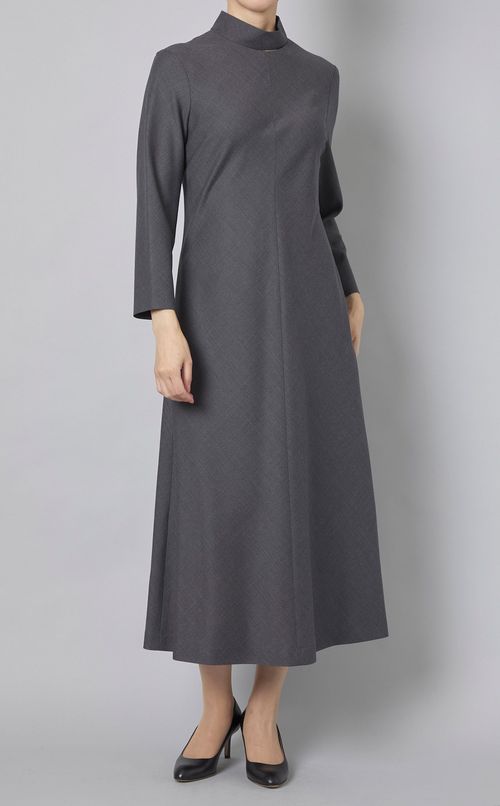 スタンドカラーロングワンピース