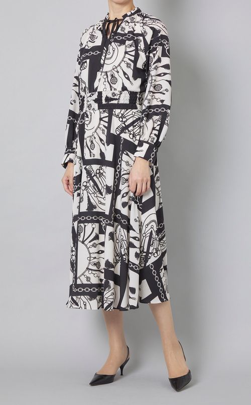 コントラストプリントワンピース