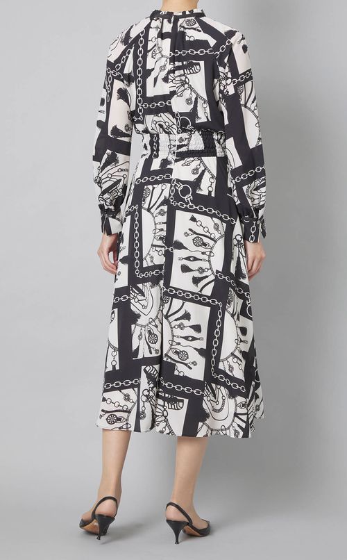 コントラストプリントワンピース