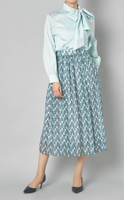 モザイクグラスプリントフレアスカート