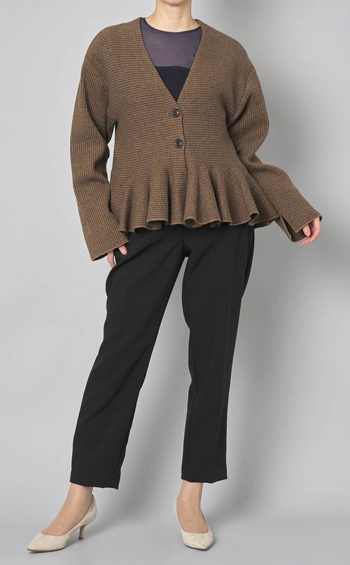 ハンドトゥースペプラムカーディガン