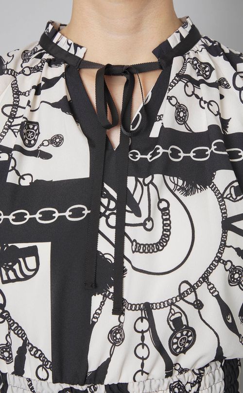 コントラストプリントワンピース