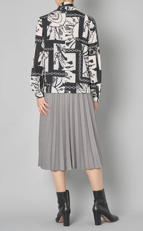 コントラストプリントブラウス