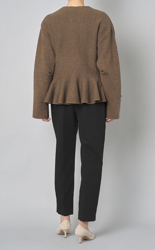 ハンドトゥースペプラムカーディガン