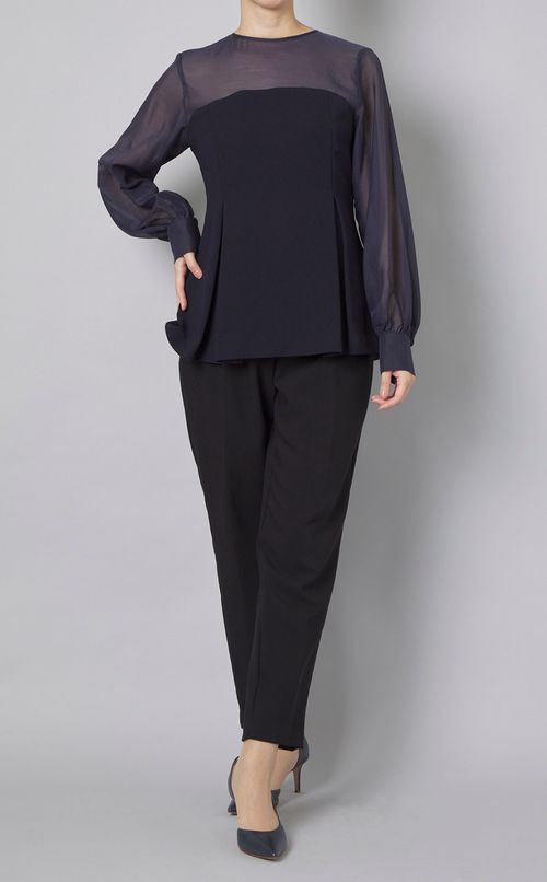 シアーコンビペプラムブラウス