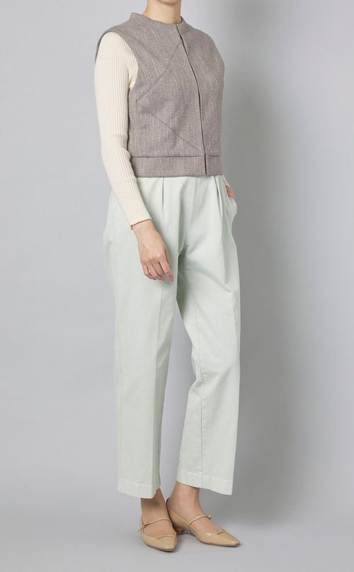 コットンクロップドタックパンツ