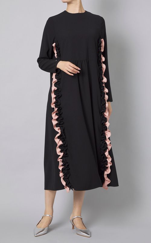 サイドフリルギャザーワンピース