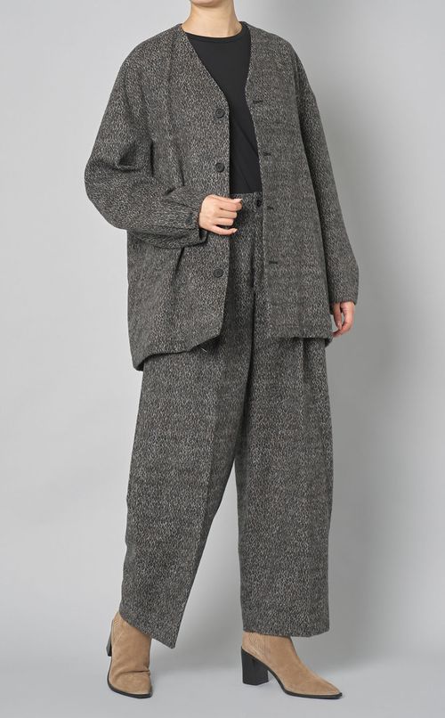 ウールジャガードワイドタックパンツ