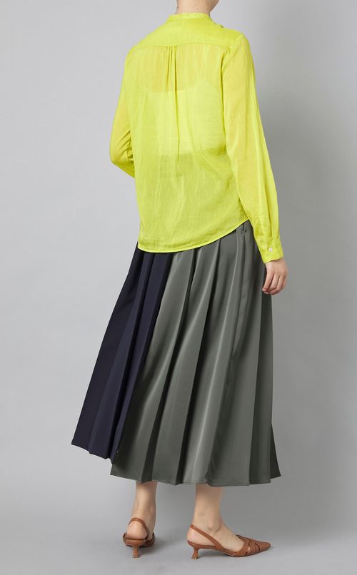 コットンシルクスタンドカラーブラウス