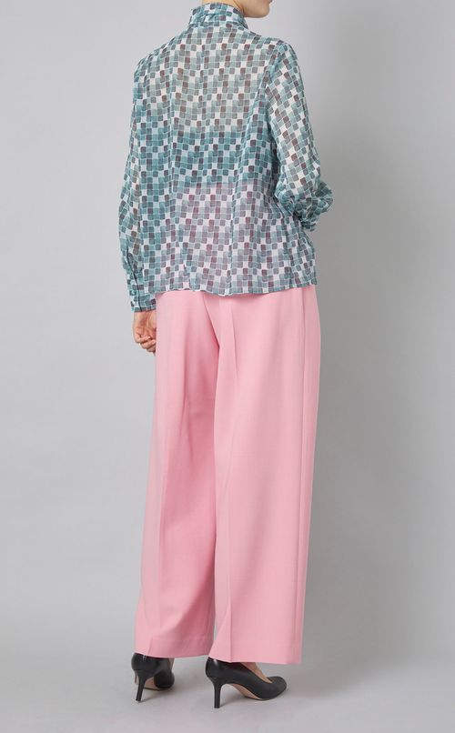 モザイクグラスプリントボウタイブラウス