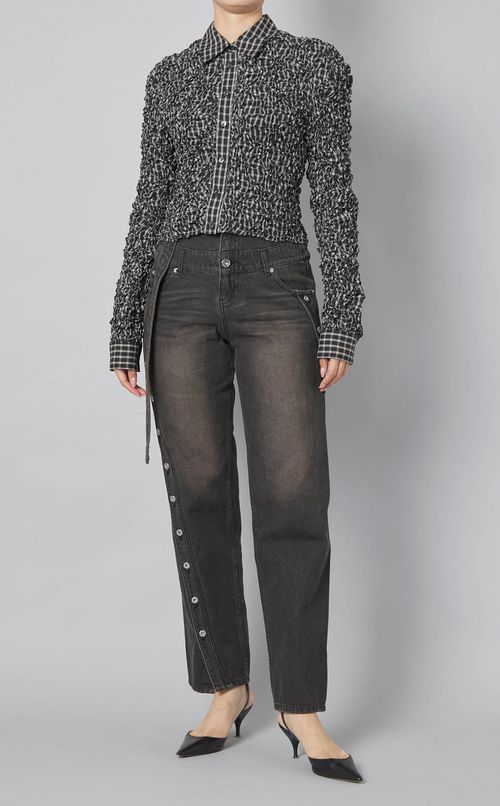 チェックシャーリングショートシャツ