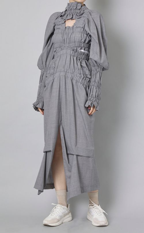 ウールトロピカルギャザードレス