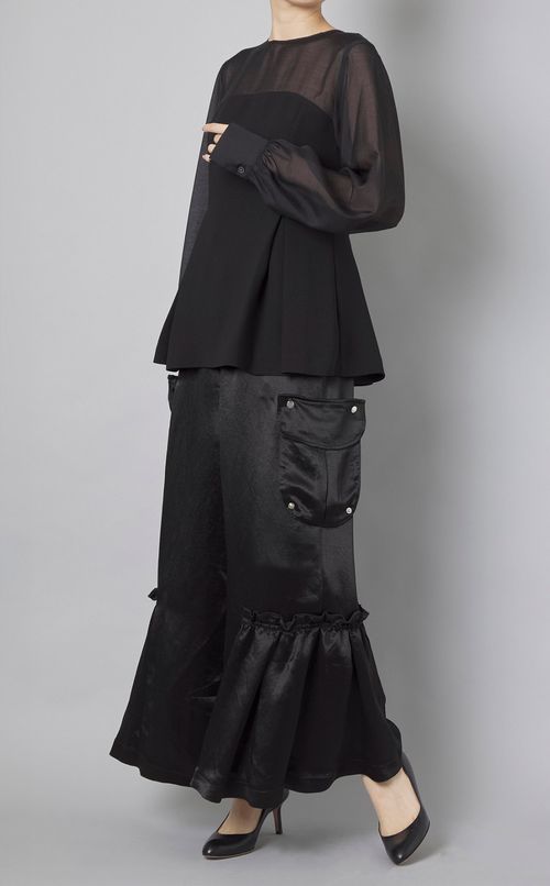 シアーコンビペプラムブラウス