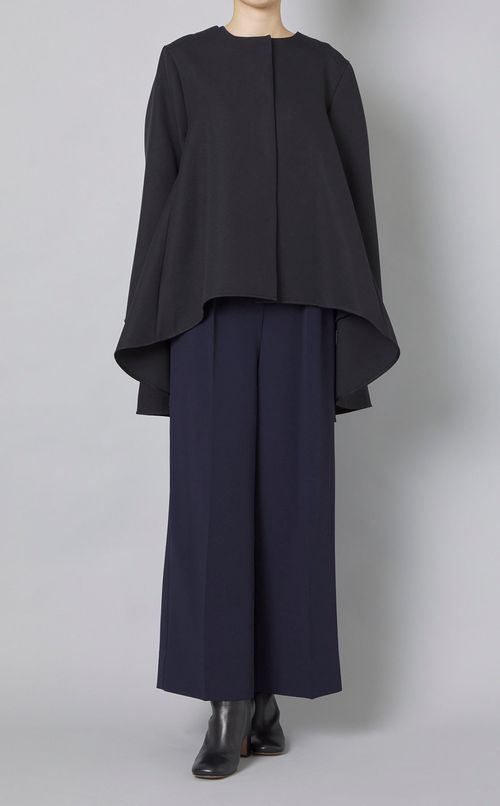 ノーカラーテントラインショートコート