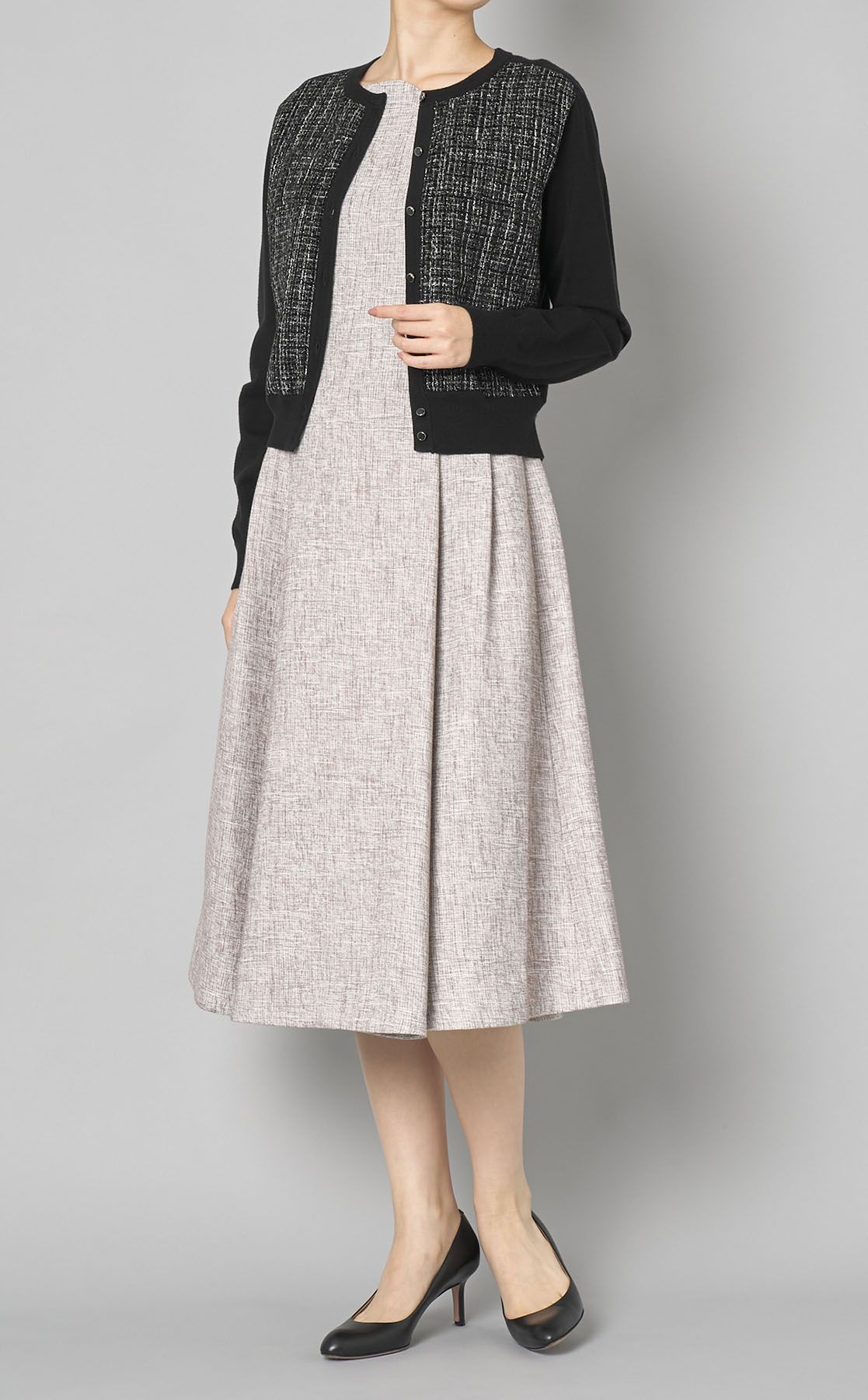 【新品タグ付】CELFORD ツイードドッキングニットカーディガン 36 ツィードドッキングニットカーディガン(カーディガン)｜TOPS（トップス