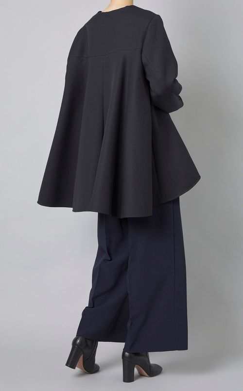 ノーカラーテントラインショートコート