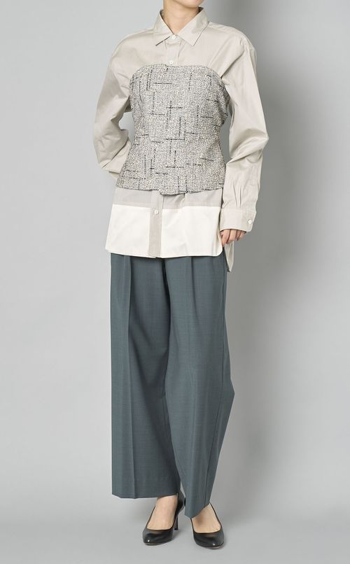 ウールトロツータックストレートパンツ