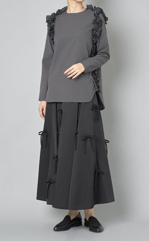 ショルダータフタフリルブラウス