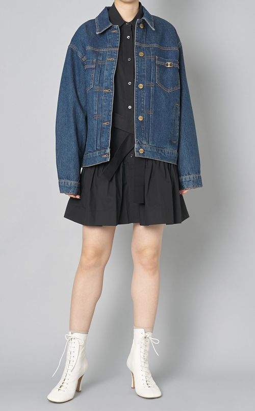 コットンベルテッドシャツワンピース