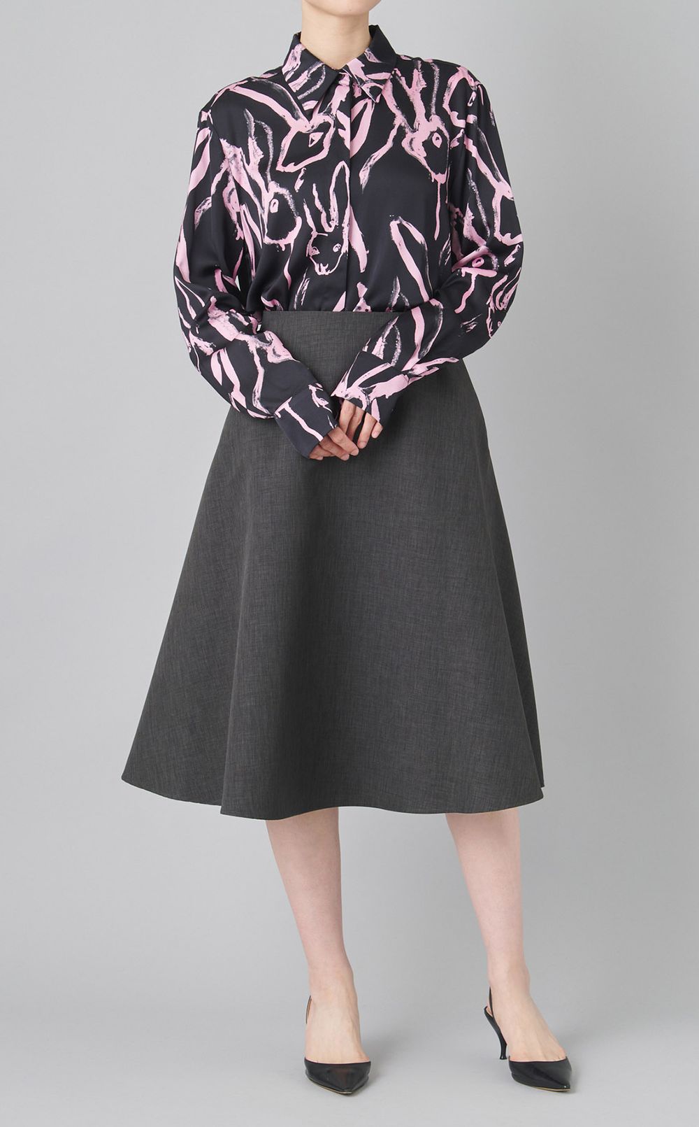 ギャザーソリッドミディスカート