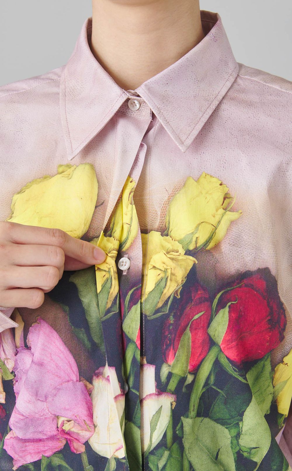 コットンローズブーケプリントシャツ