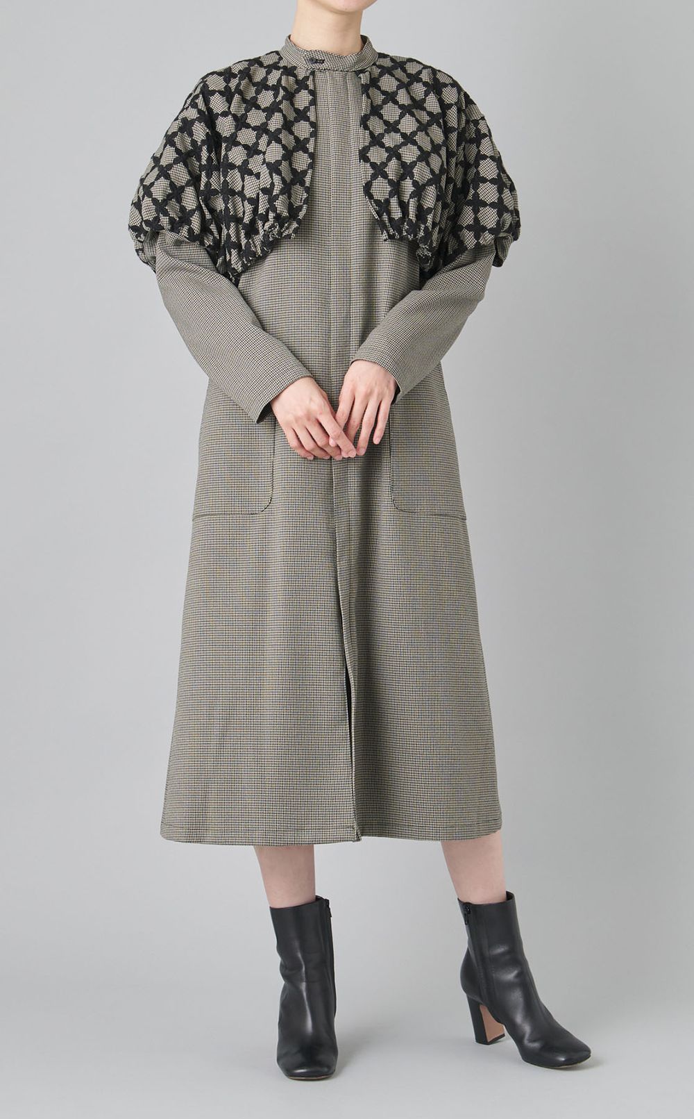 千鳥チェック刺繍ドレスコート
