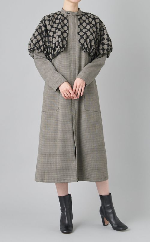 千鳥チェック刺繍ドレスコート