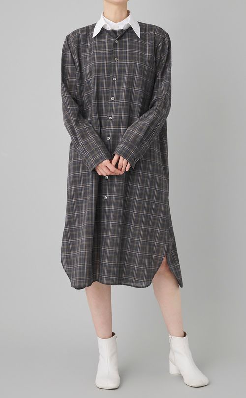 ダブルフロン卜シアーチェックワンピース