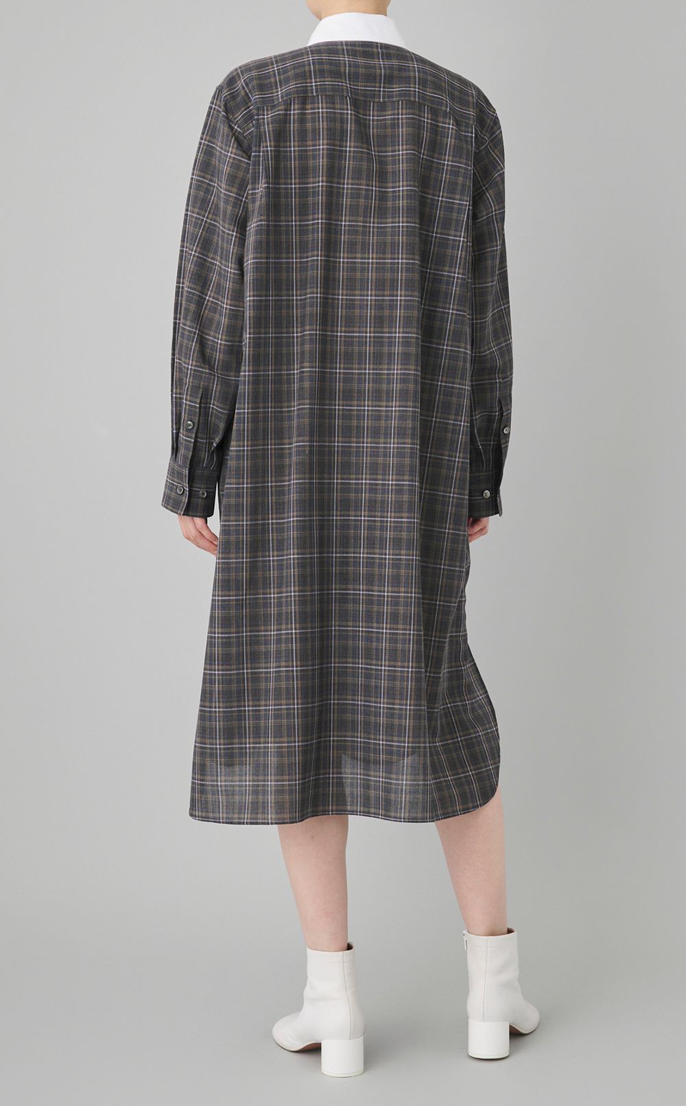 ダブルフロン卜シアーチェックワンピース