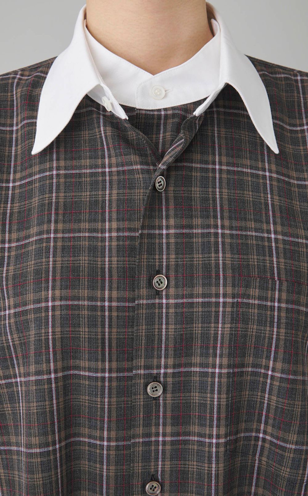 ダブルフロン卜シアーチェックワンピース